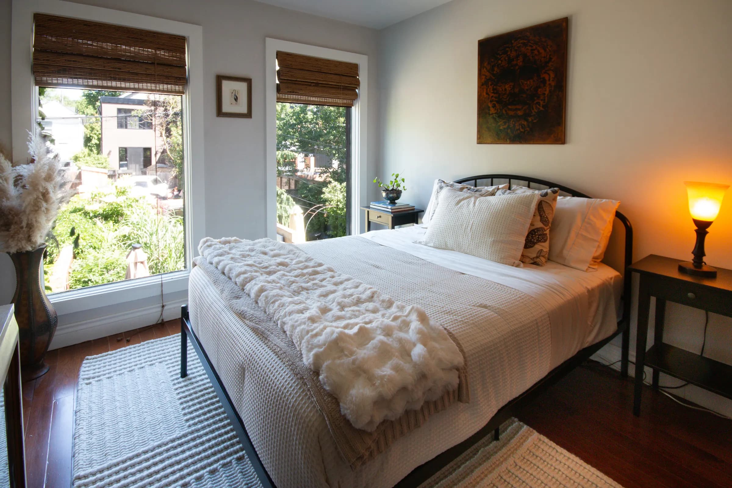 Comfortable second bedroom with natural light