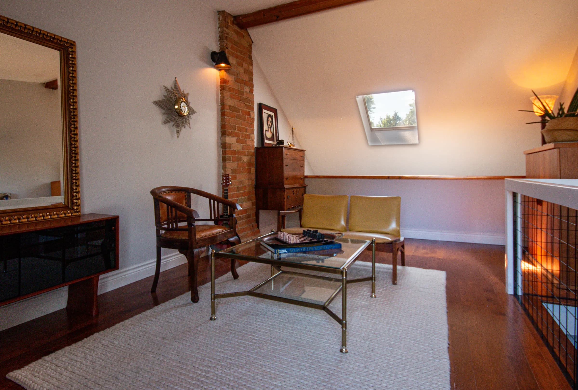 Bright third-floor retreat under a sloped ceiling